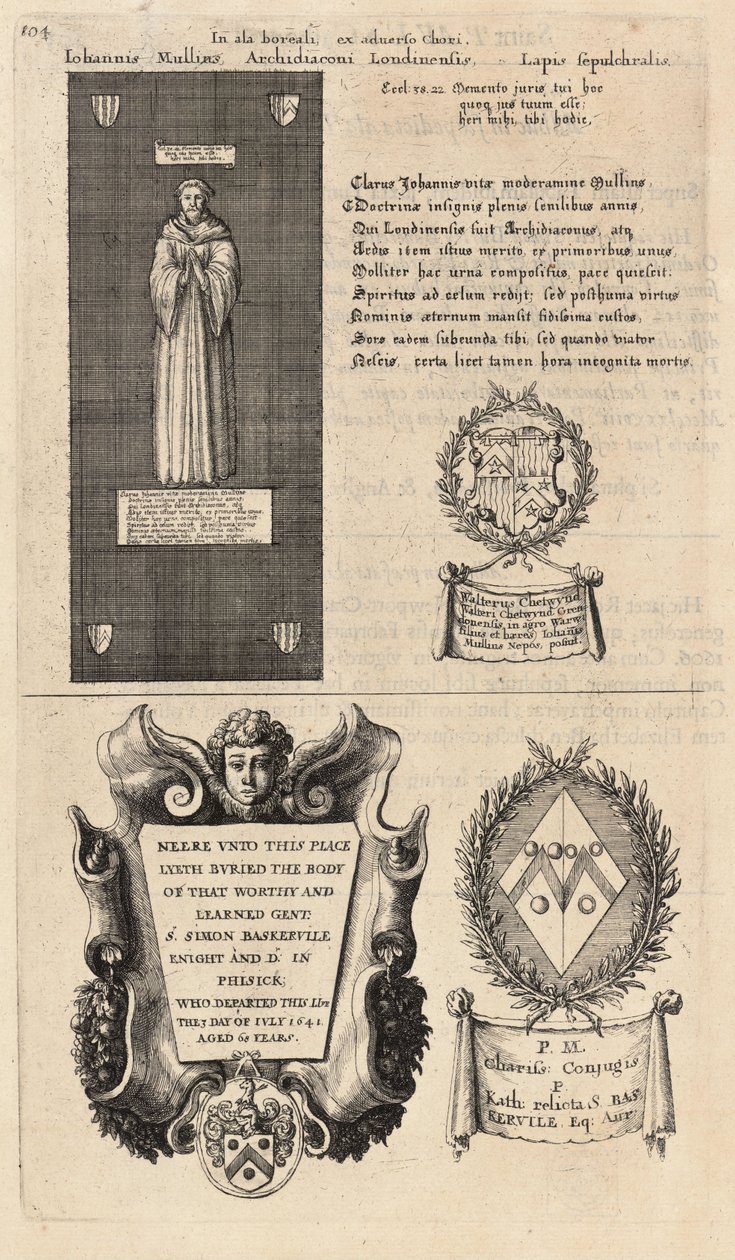 Mullins and Baskerville (Monument). State 2 by Wenceslaus Hollar
