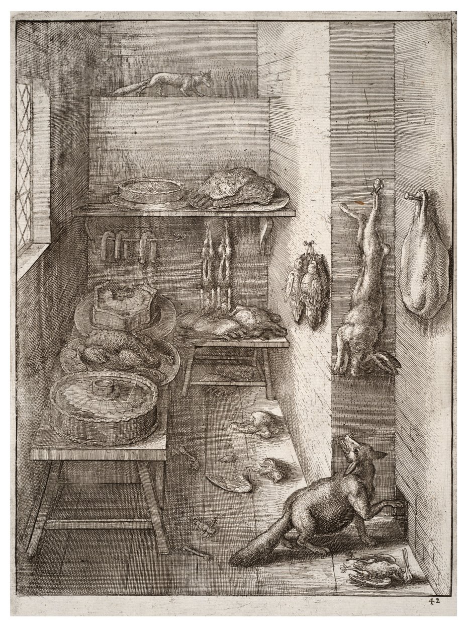 The Fox and the Weasel. State 2 by Wenceslaus Hollar