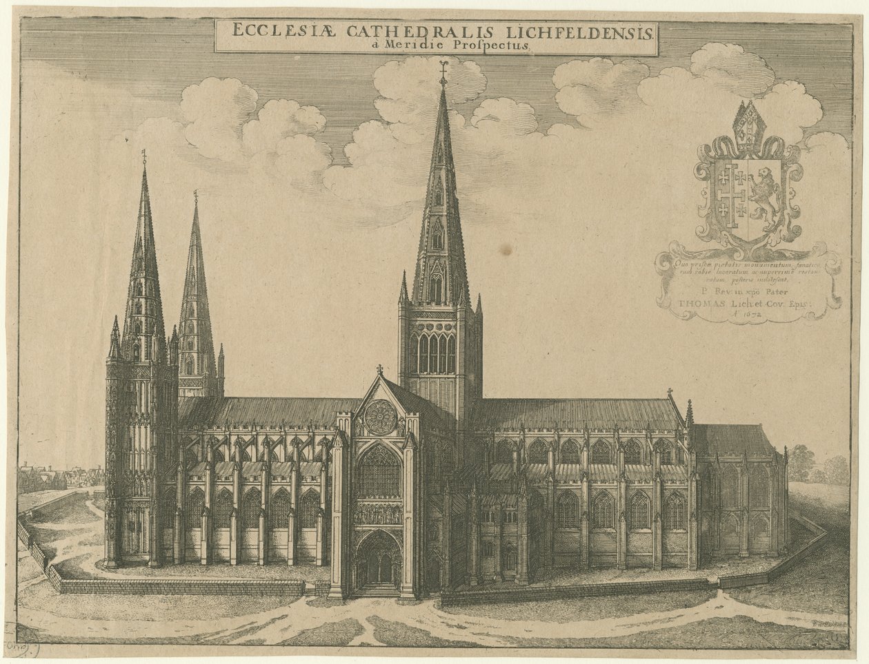 Lichfield Cathedral - South View by Wenceslaus Hollar