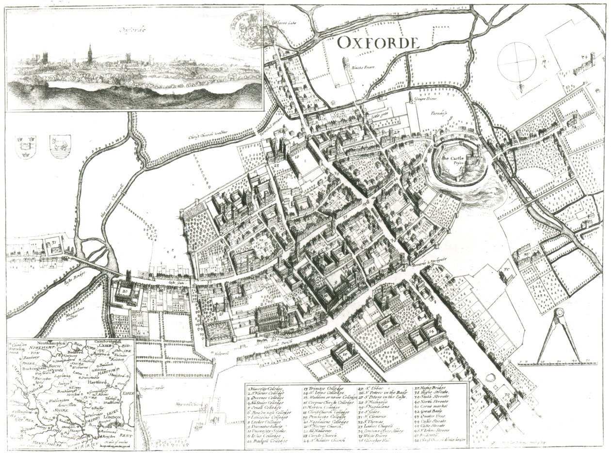 Map of Oxford by Wenceslaus Hollar