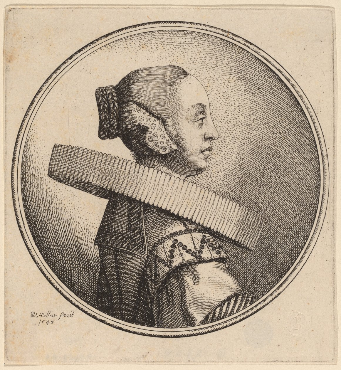 Woman with a Ruff in Profile by Wenceslaus Hollar