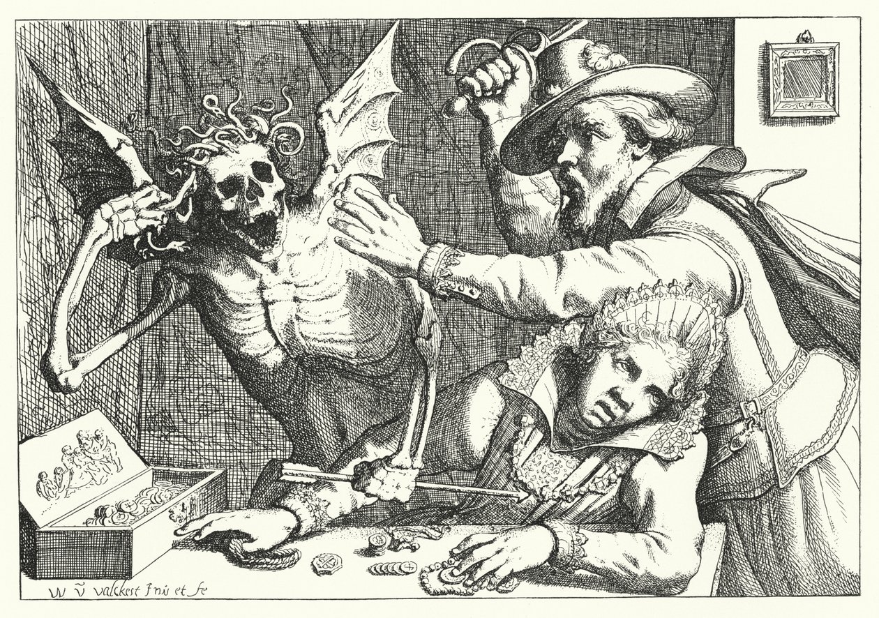 The Misers and Death by Werner van den Valckert