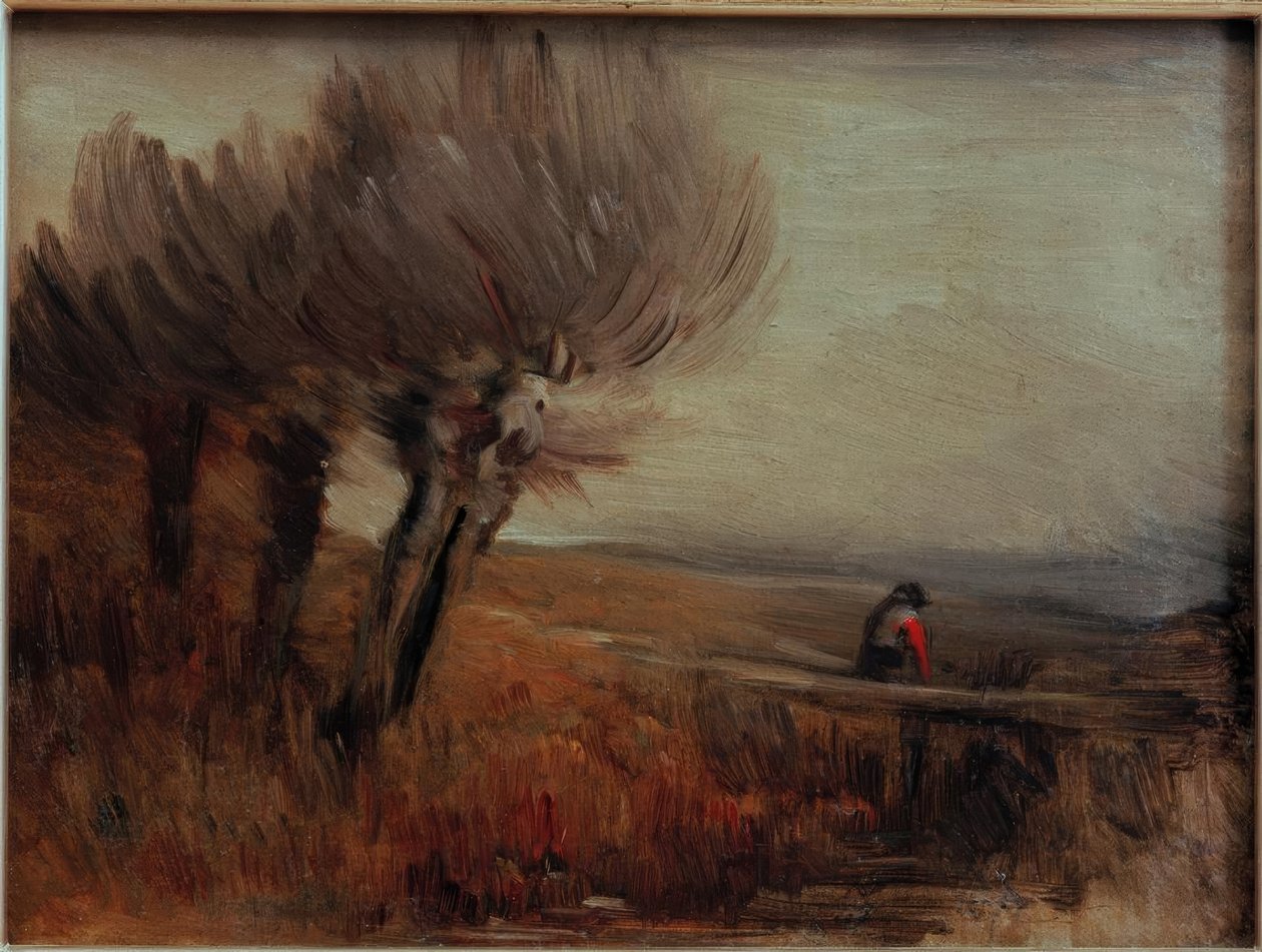 Flat Landscape with Three Pollard Willows by Wilhelm Busch