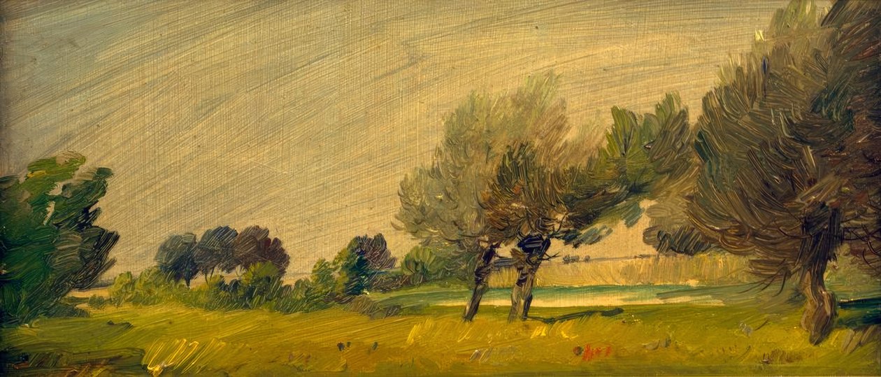 Green Summer Landscape – Willows by the Pond by Wilhelm Busch