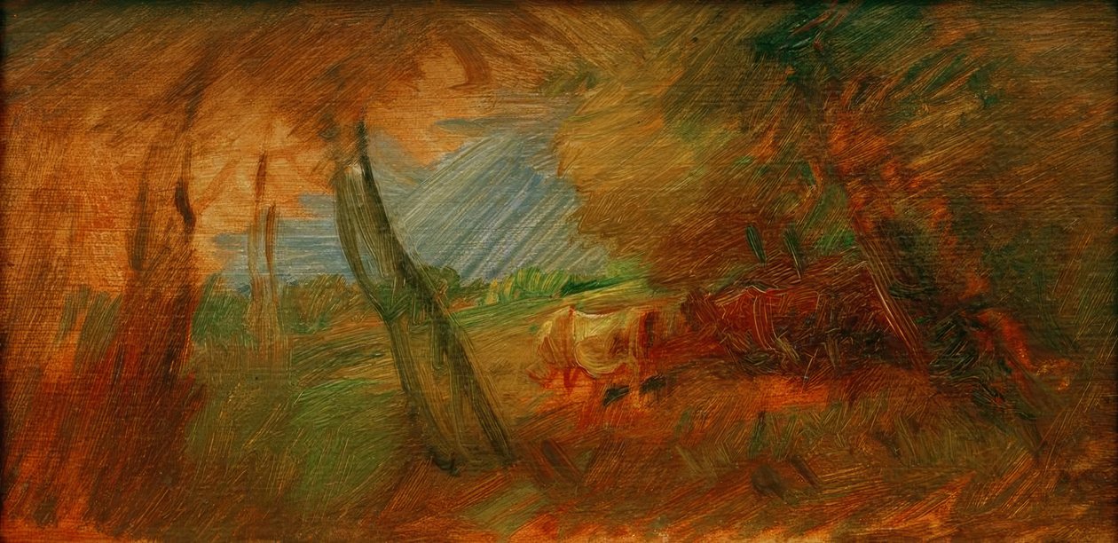 Autumn Forest Meadow with Cows by Wilhelm Busch