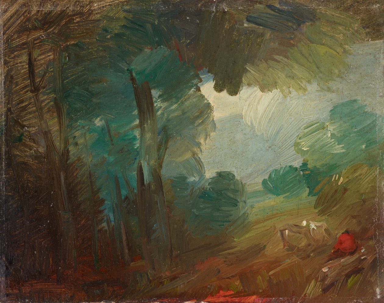 Forest Landscape with Cows and Farmers by Wilhelm Busch