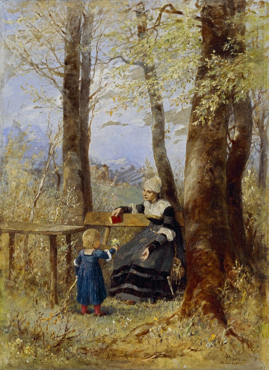 Mother with Child in Spring Landscape by Wilhelm Marc