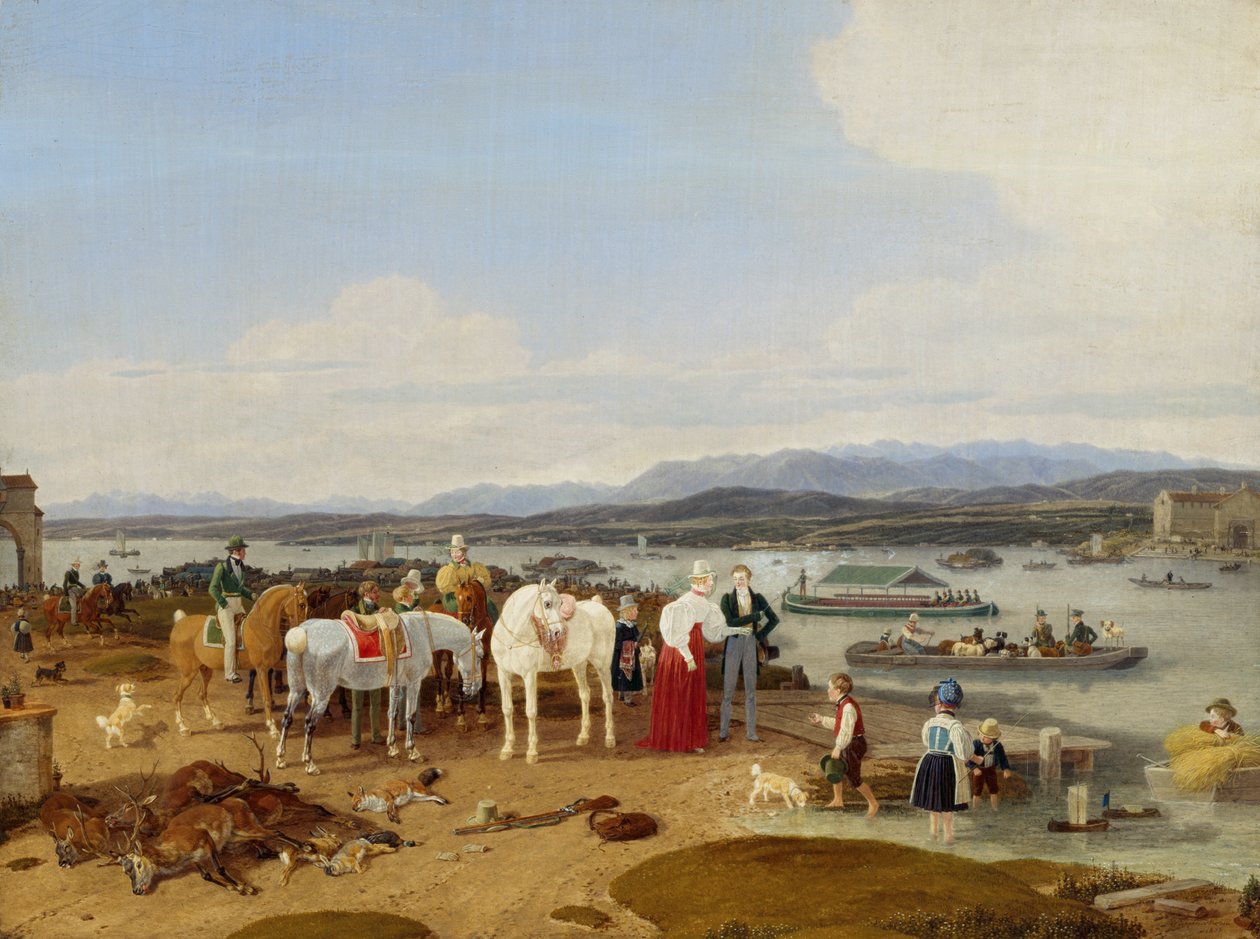 After the Hunt at Lake Constance by Wilhelm von Kobell