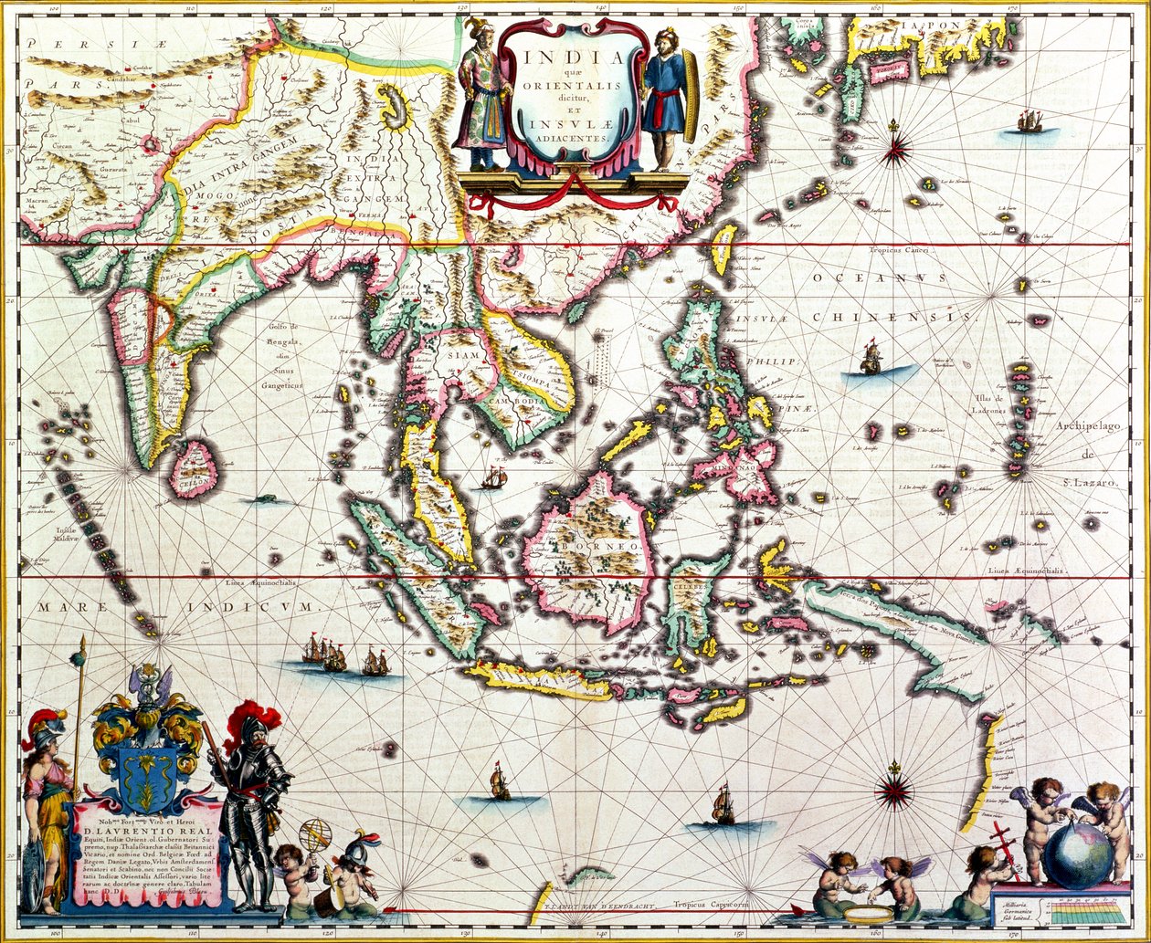 India Quae Orientalis Dicitur, Et Insulae Adiacentes, Map Showing South-East Asia and The East Indies, Published, Amsterdam, c.1635 by Willem Janszoon Blaeu