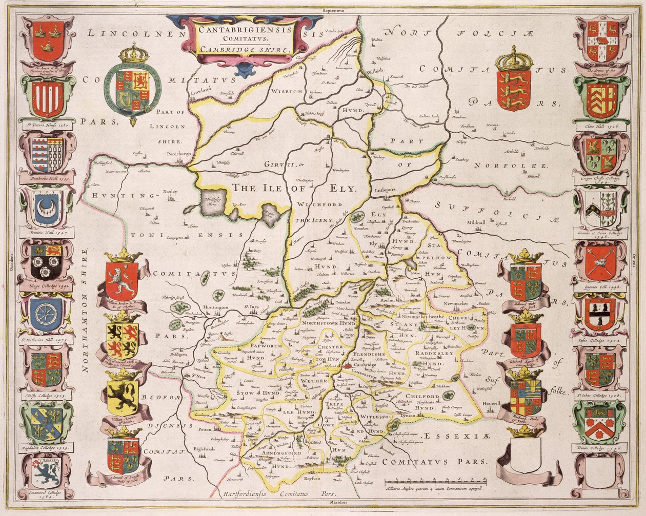Map of Cambridgeshire, published Amsterdam by Joan Blaeu