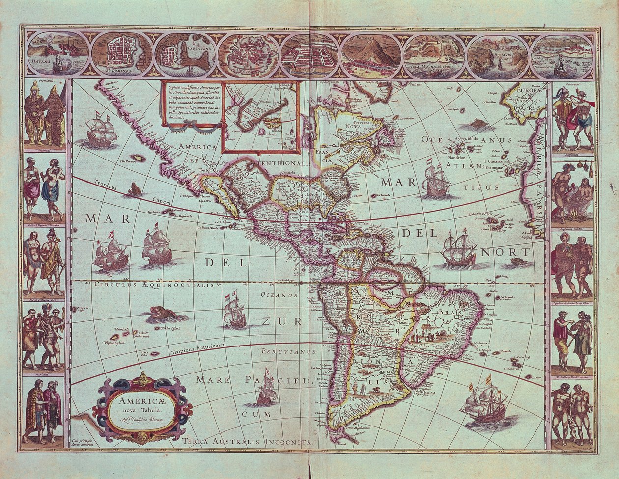 Plate depicting the map of Southern America by Willem Blaeu