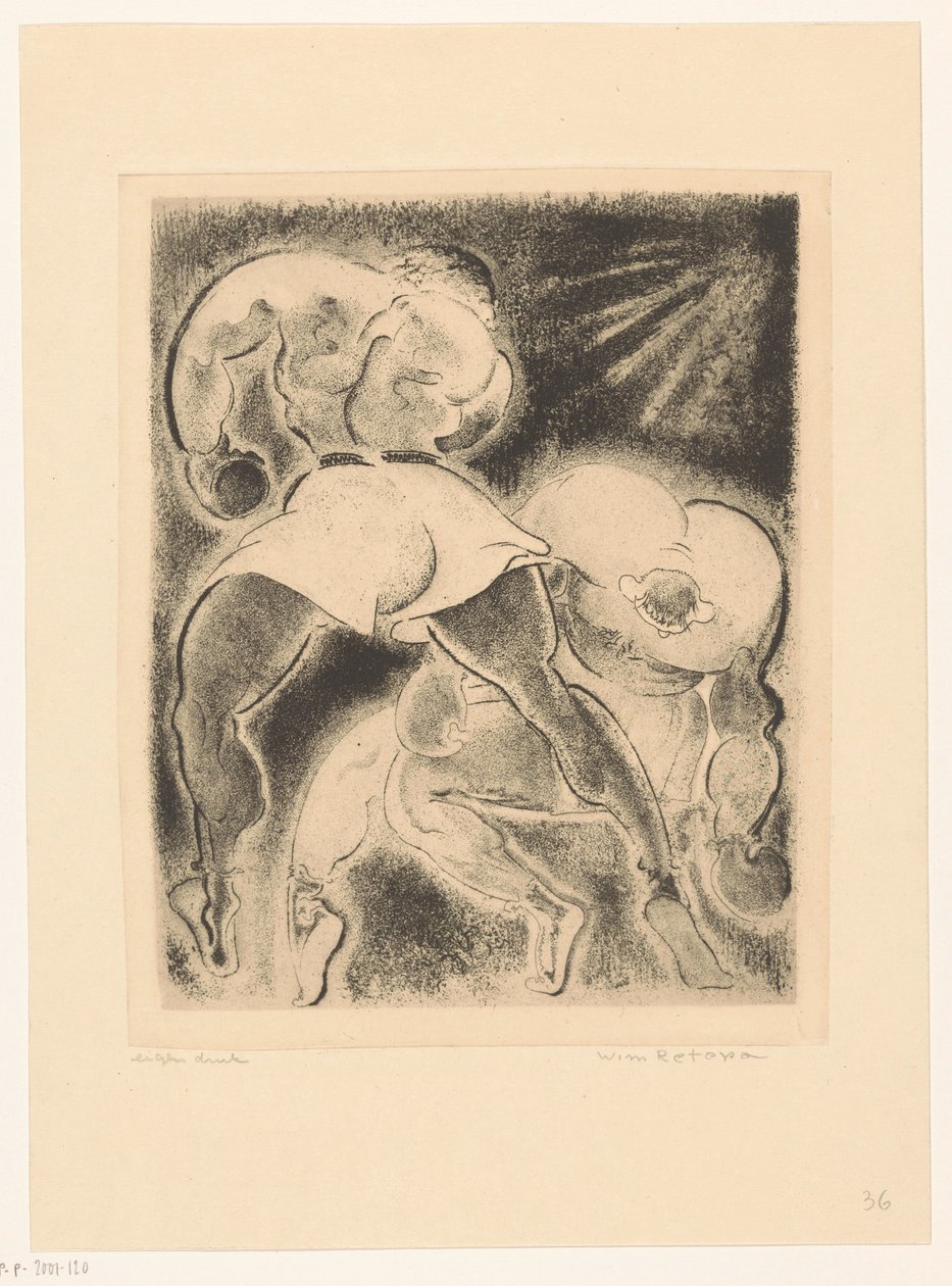 Two Boxing Men by Willem Retera (signed by artist)