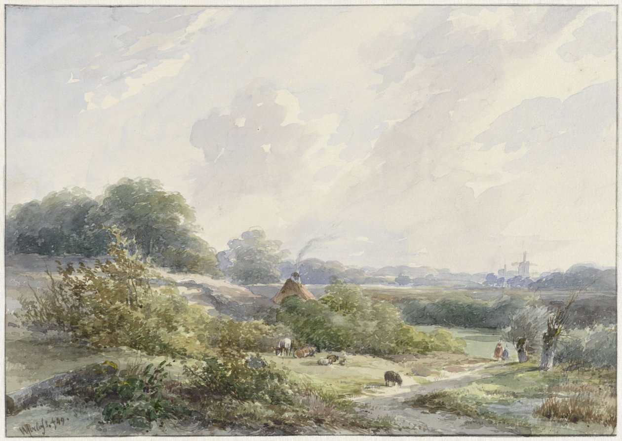 Landscape with Farm and Cattle by Willem Roelofs (I)