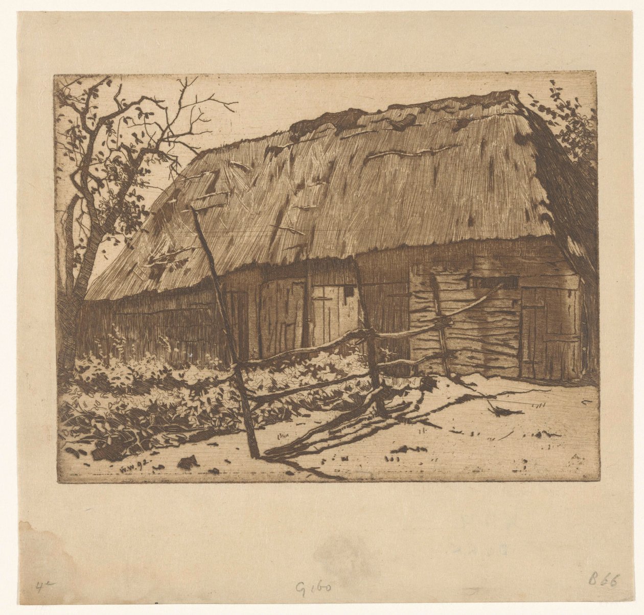 Barn with Fence in Brabant by Willem Arnoldus Witsen