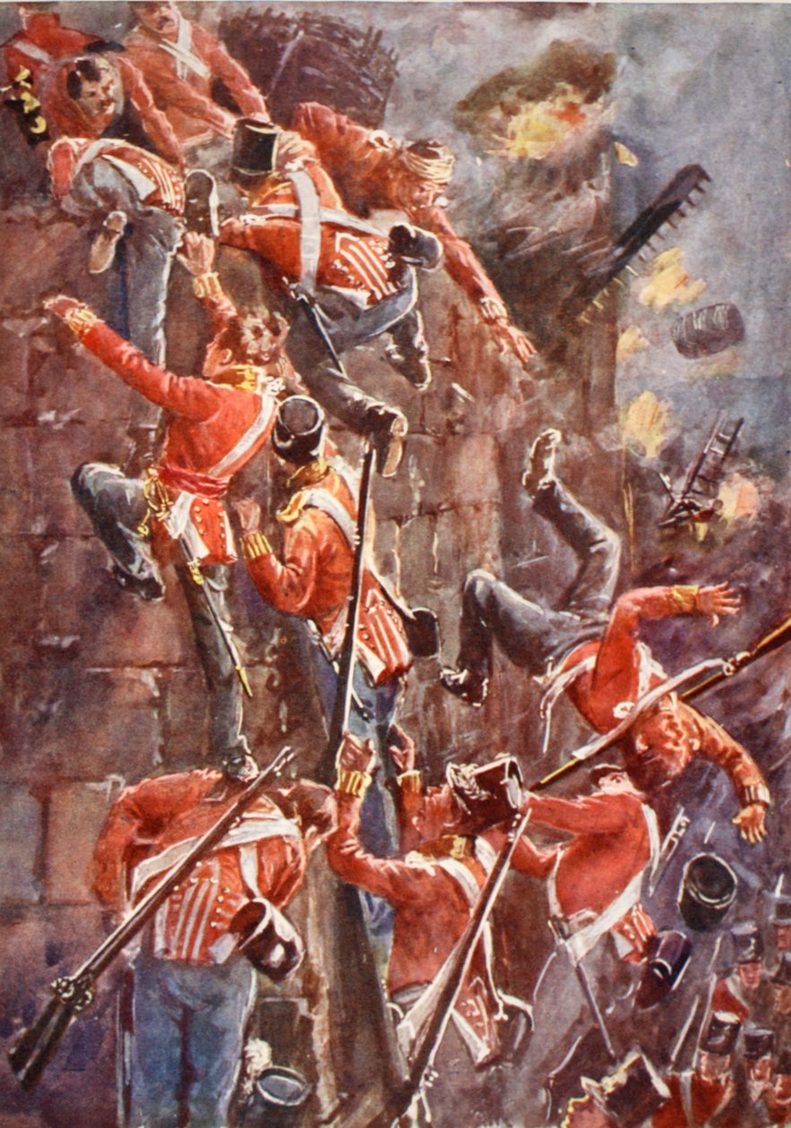 The 5th Division Storming by Escalade the Ramparts of San Vincente, illustration from 