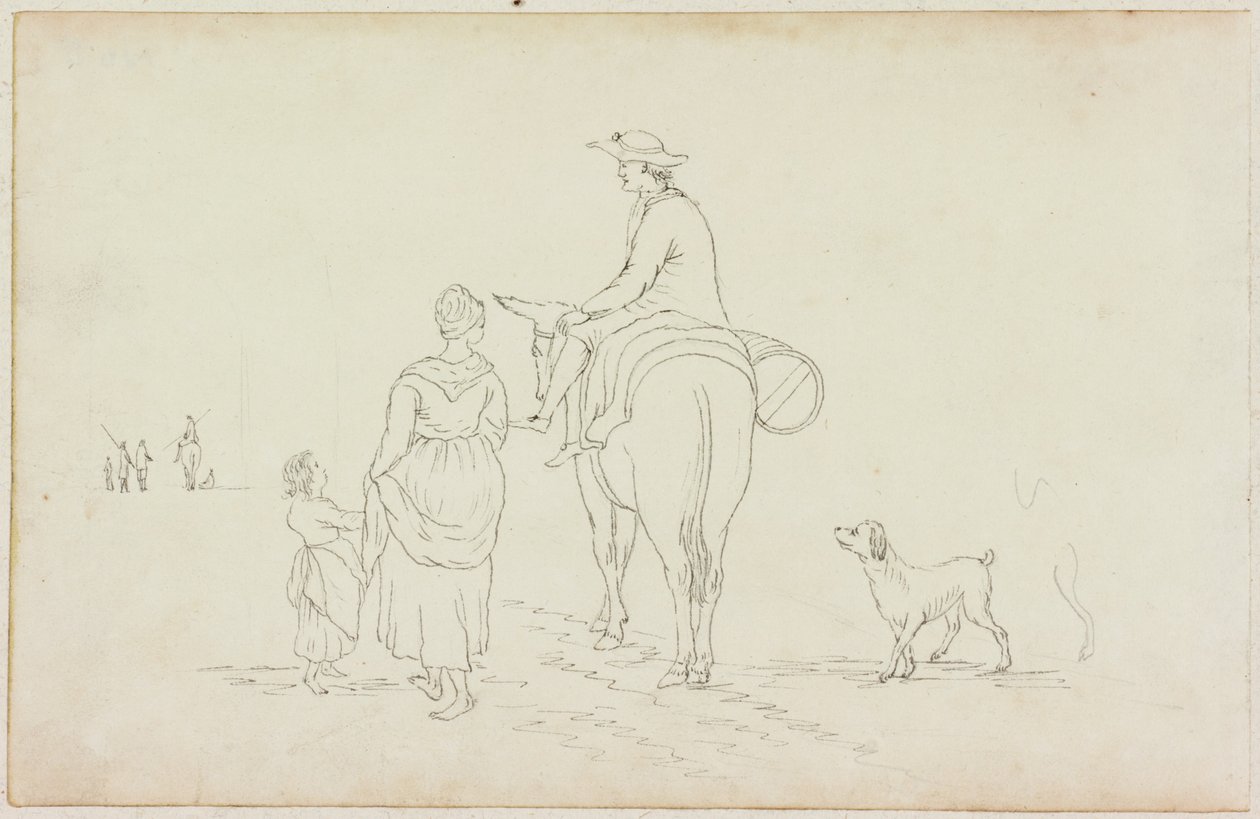 Man on Donkey, with Woman, Child and Dog by William Beilby