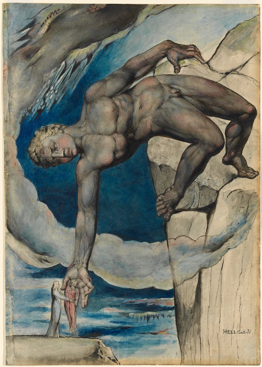 Antaeus Setting Down Dante and Virgil in the Last Circle of Hell by William Blake