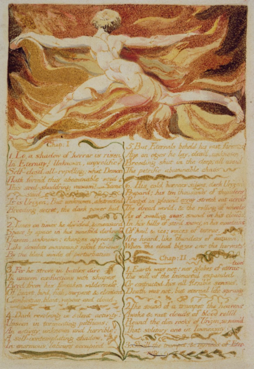 Chap. I, Lo, a shadow..., plate 5 from The First Book of Urizen, 1794 by William Blake