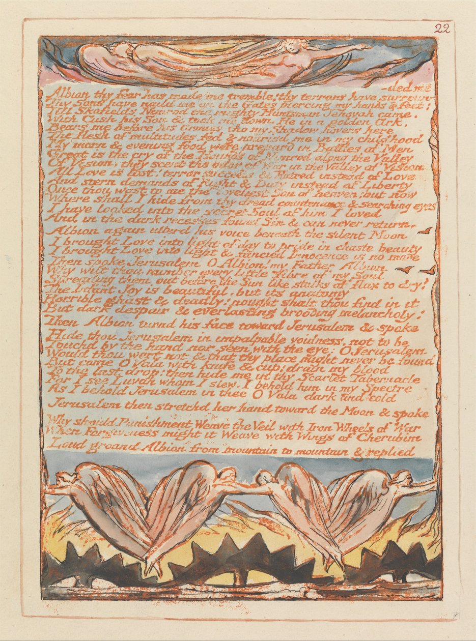 Jerusalem, Plate 22, Albion thy Fear has made me tremble by William Blake