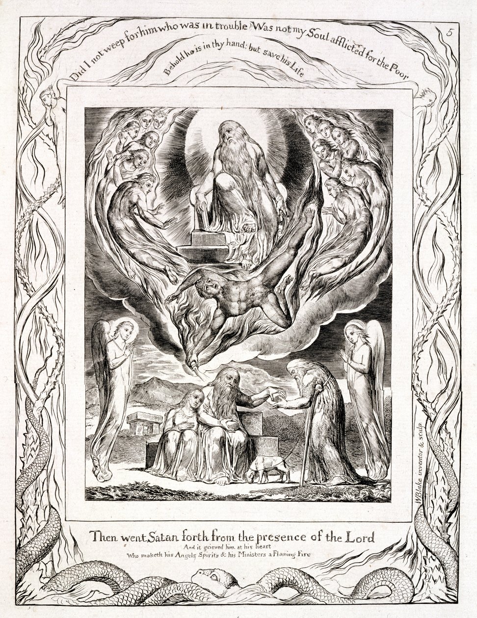 Satan going forth from the presence of the Lord, and Job