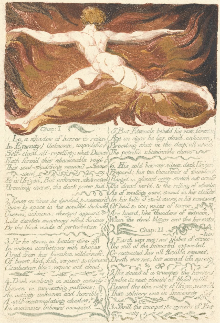 The First Book of Urizen, plate 3, Chapter I I. Lo, a shadow.. by William Blake