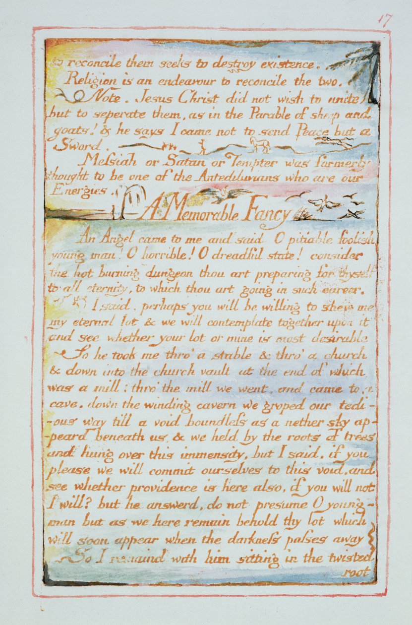To reconcile them seeks to destroy existence..., text from The Marriage of Heaven and Hell by William Blake