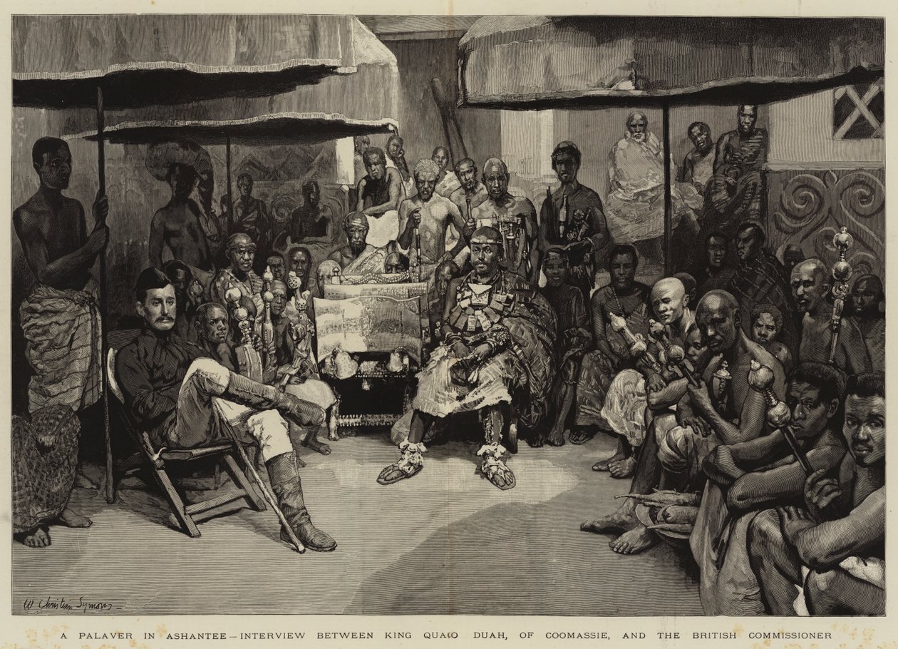 A Palaver in Ashantee, Interview between King Quaco Duah, of Coomassie, and the British Commissioner by William Christian Symons