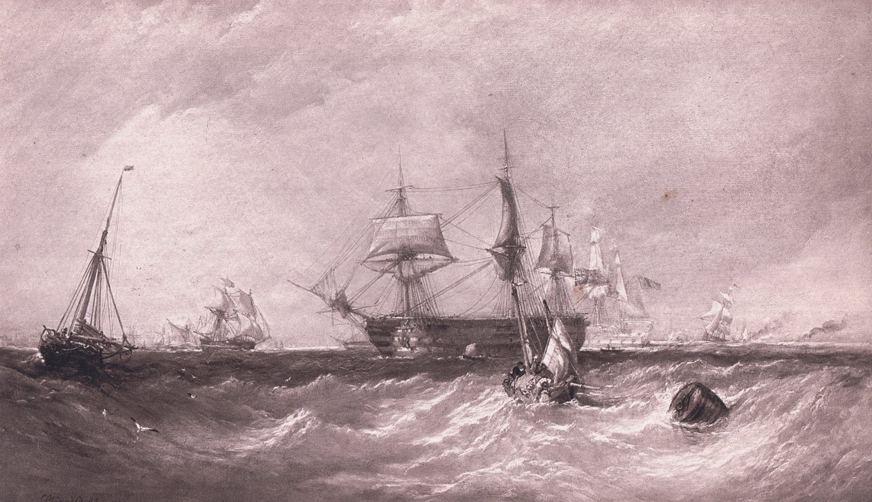 Men of War at Portsmouth by Clarkson Frederick Stanfield