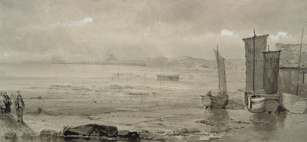 Seashore Study: Low Tide, with Fishing Boats and Fisherfolk by William Collins