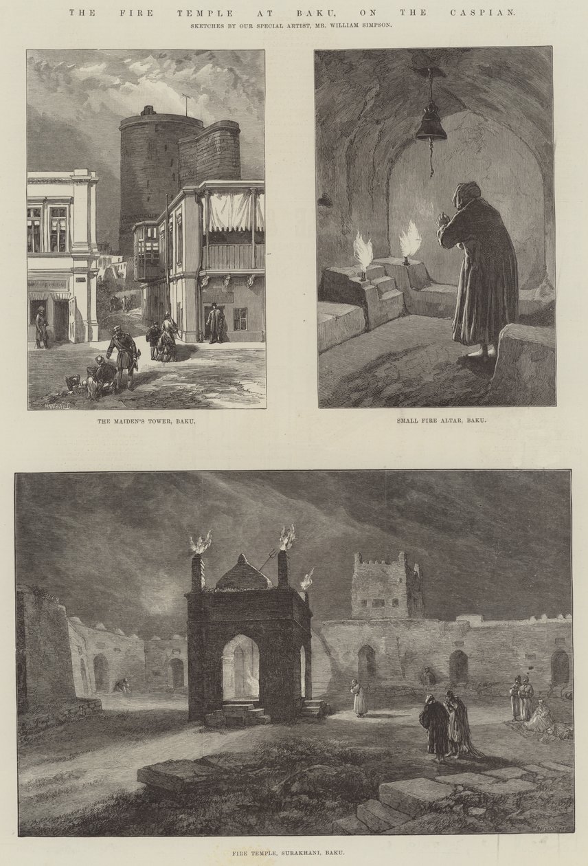 The Fire Temple at Baku, on the Caspian by William Crimea Simpson