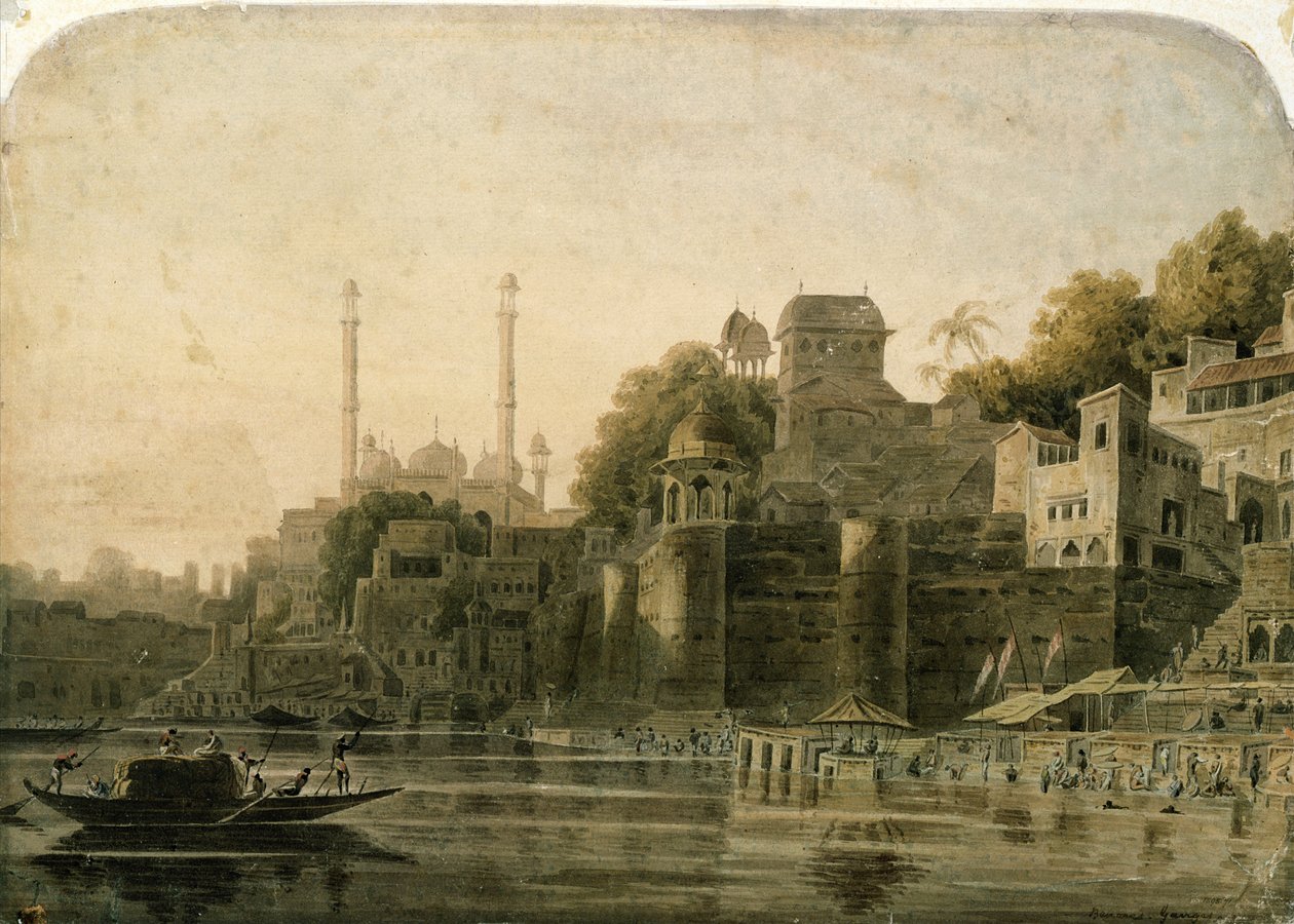 Bathing Scene at the Ghat on the Ganges by William Daniell