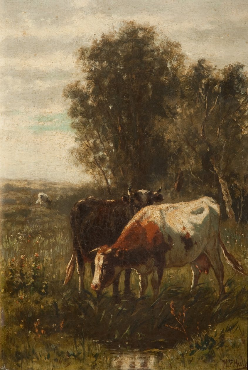 Two Cows in a Landscape by William Frederick Hulk