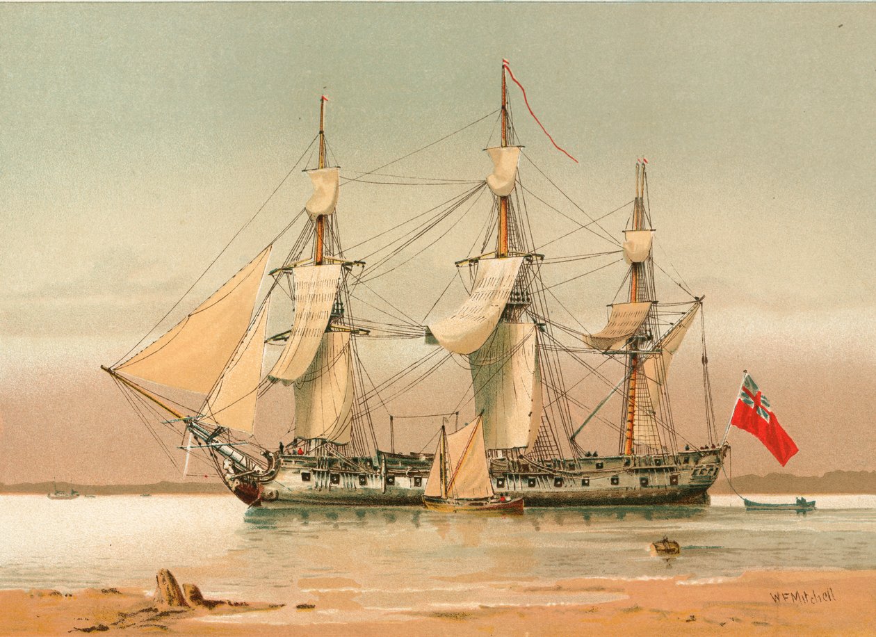 A 42-gun Frigate About 1780 by William Frederick Mitchell