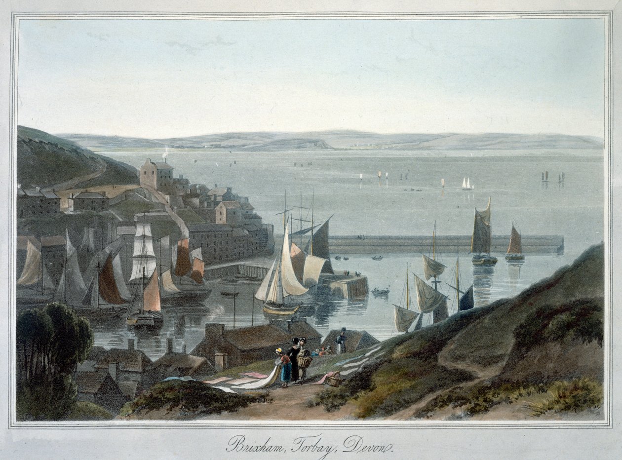 Brixham, Torbay, Devon, 1825 by William Daniell
