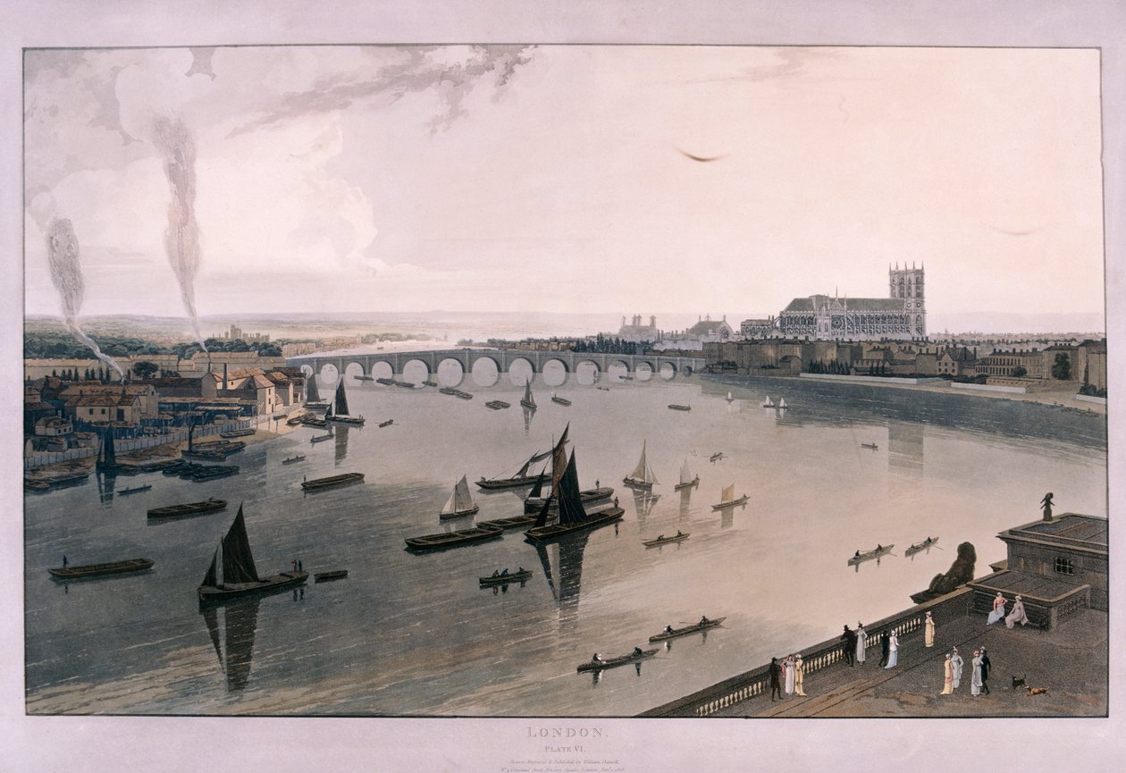 View of London from Somerset House, 1805 by William Daniell