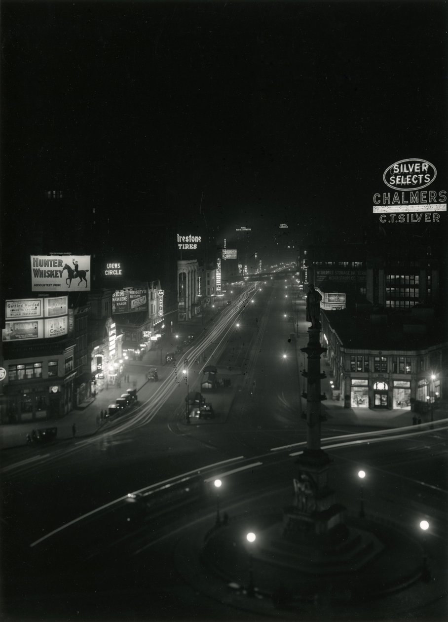 Night View in Columbus Circle by William Davis Hassler