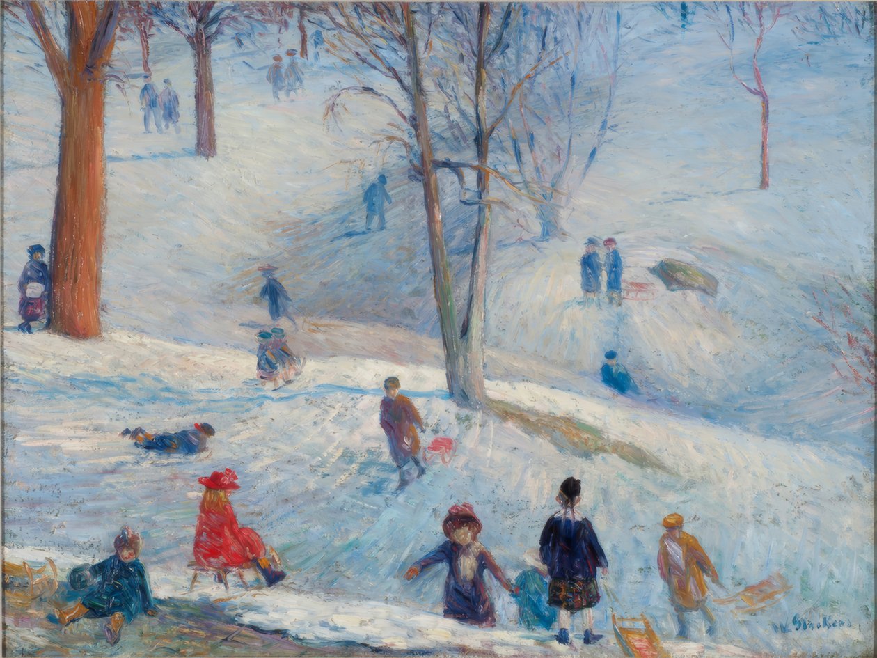 Sledding, Central Park by William Glackens