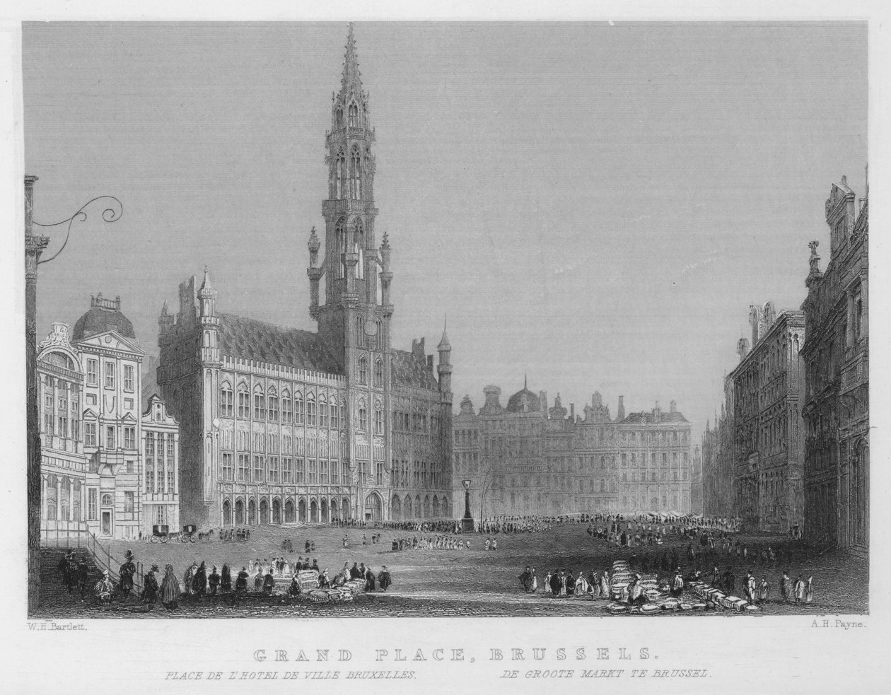 Grand Place, Brussels by William Henry Bartlett