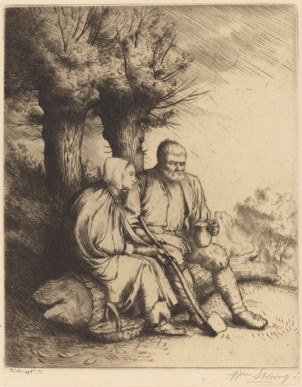 Man and Woman under a Tree by William Strang