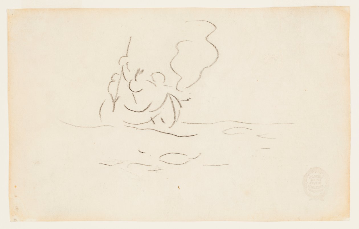 Man in a Canoe with Harpoon by Winslow Homer