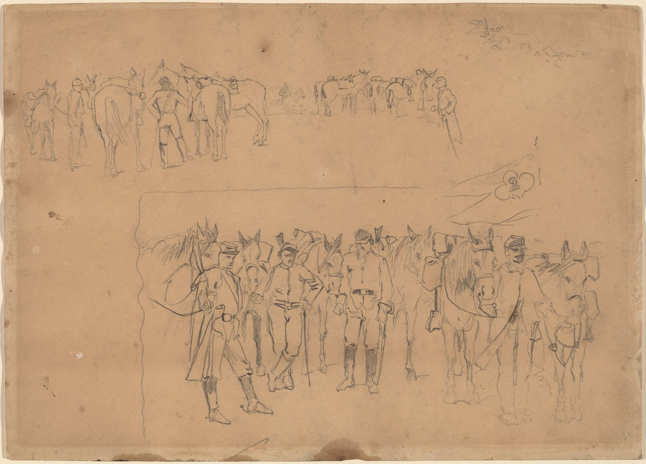 Officers and Horses at Rest by Winslow Homer