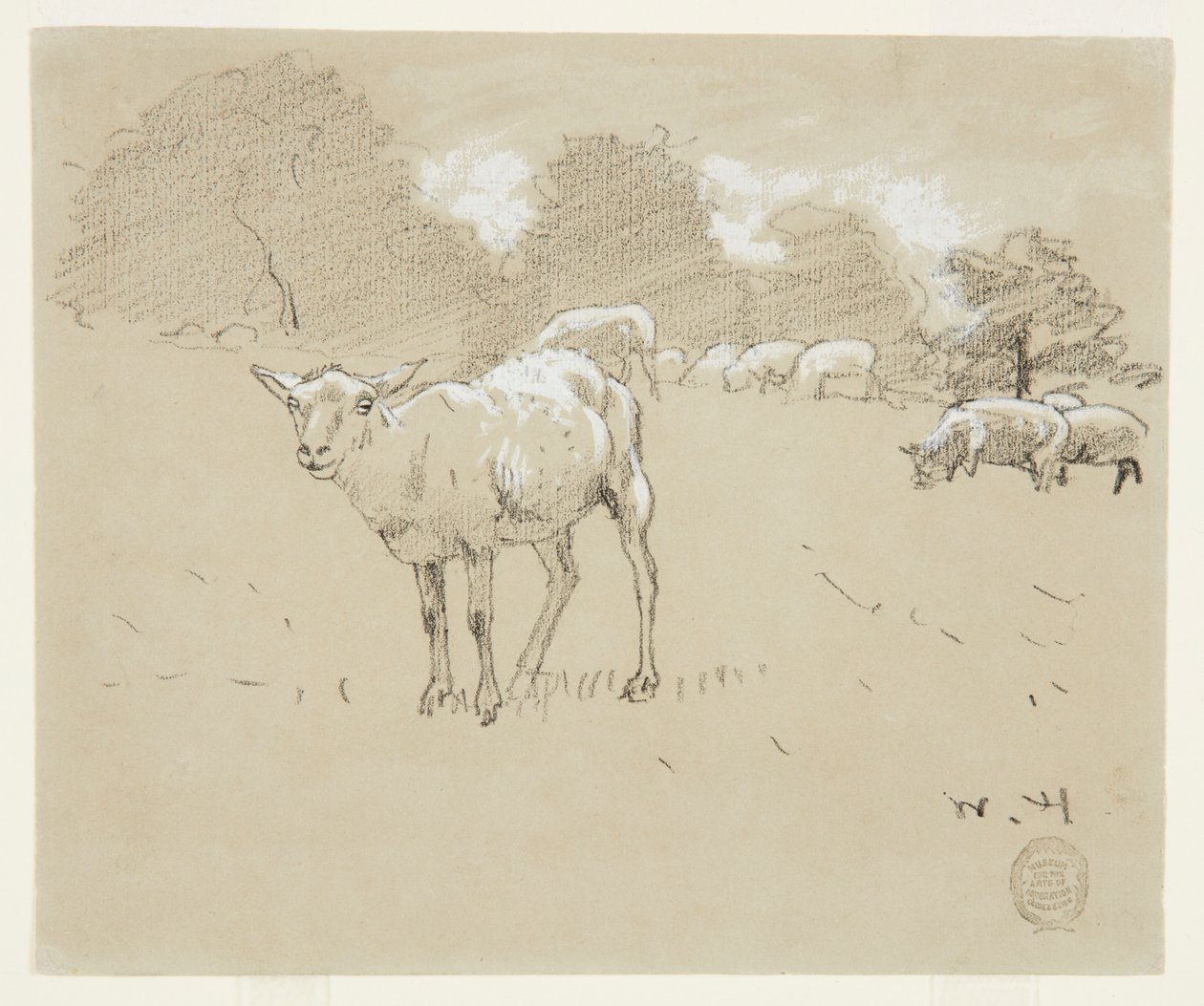 Sheep Grazing in a Field by Winslow Homer