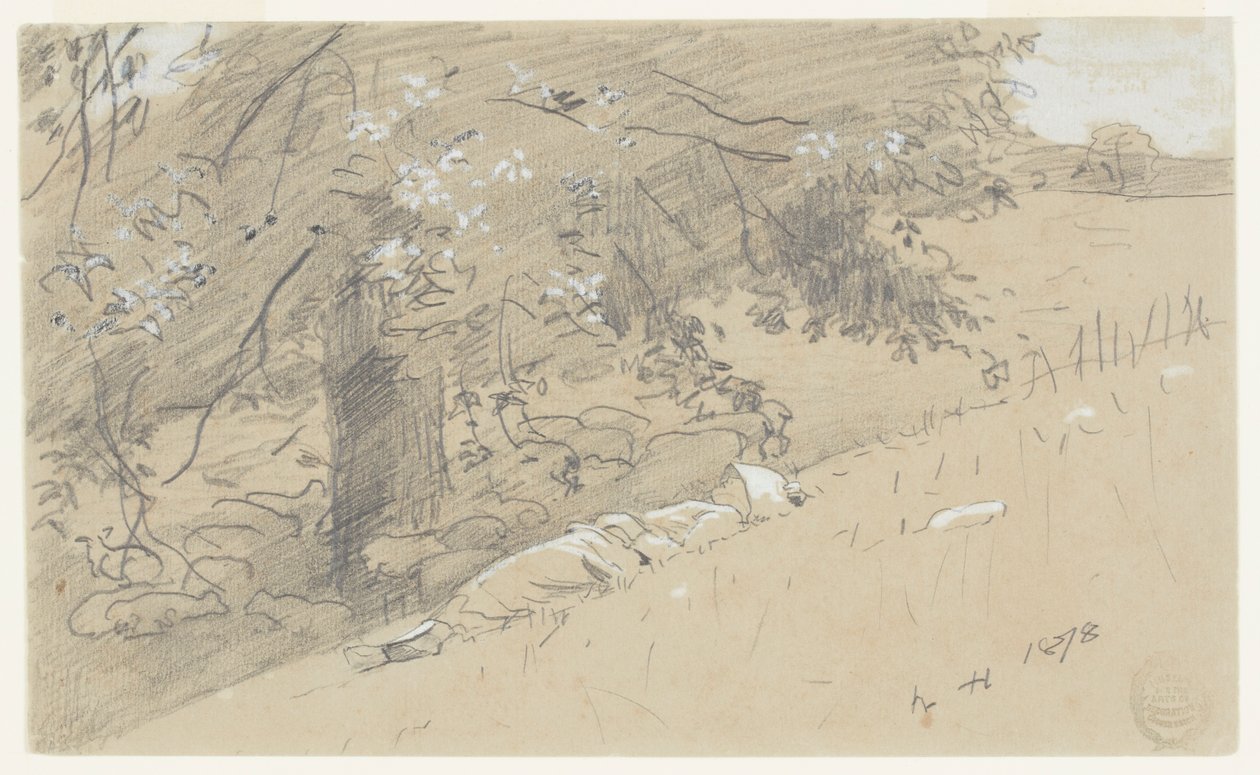 Shepherdess Resting Under a Tree by Winslow Homer