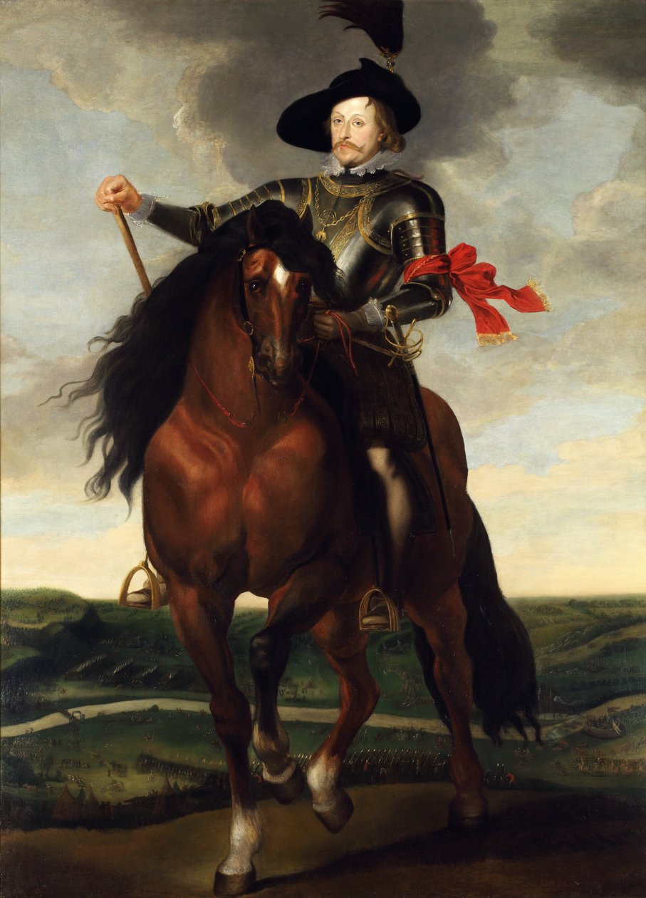 Equestrian Portrait of Crown Prince Władysław Vasa with the Battle of Khotyn in the Background by Workshop of Peter Paul Rubens