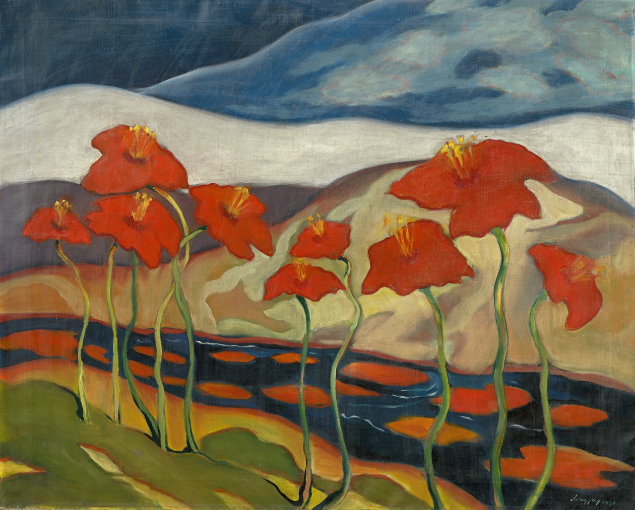 Landscape with Flowers by Zolo Palugyay