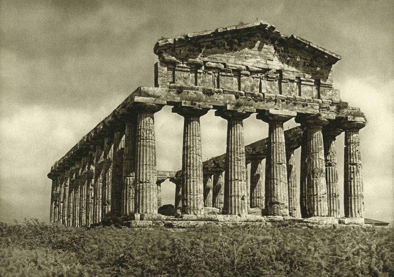 Ceres temple in Paestum, built in 500 BC by Ferdinand Georg Waldmuller