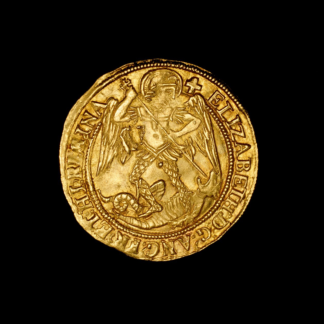 English hammered gold angel Coin by Hippolyte Lalaise Devéria