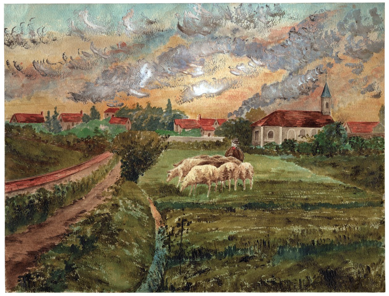 Sheep flock by . .
