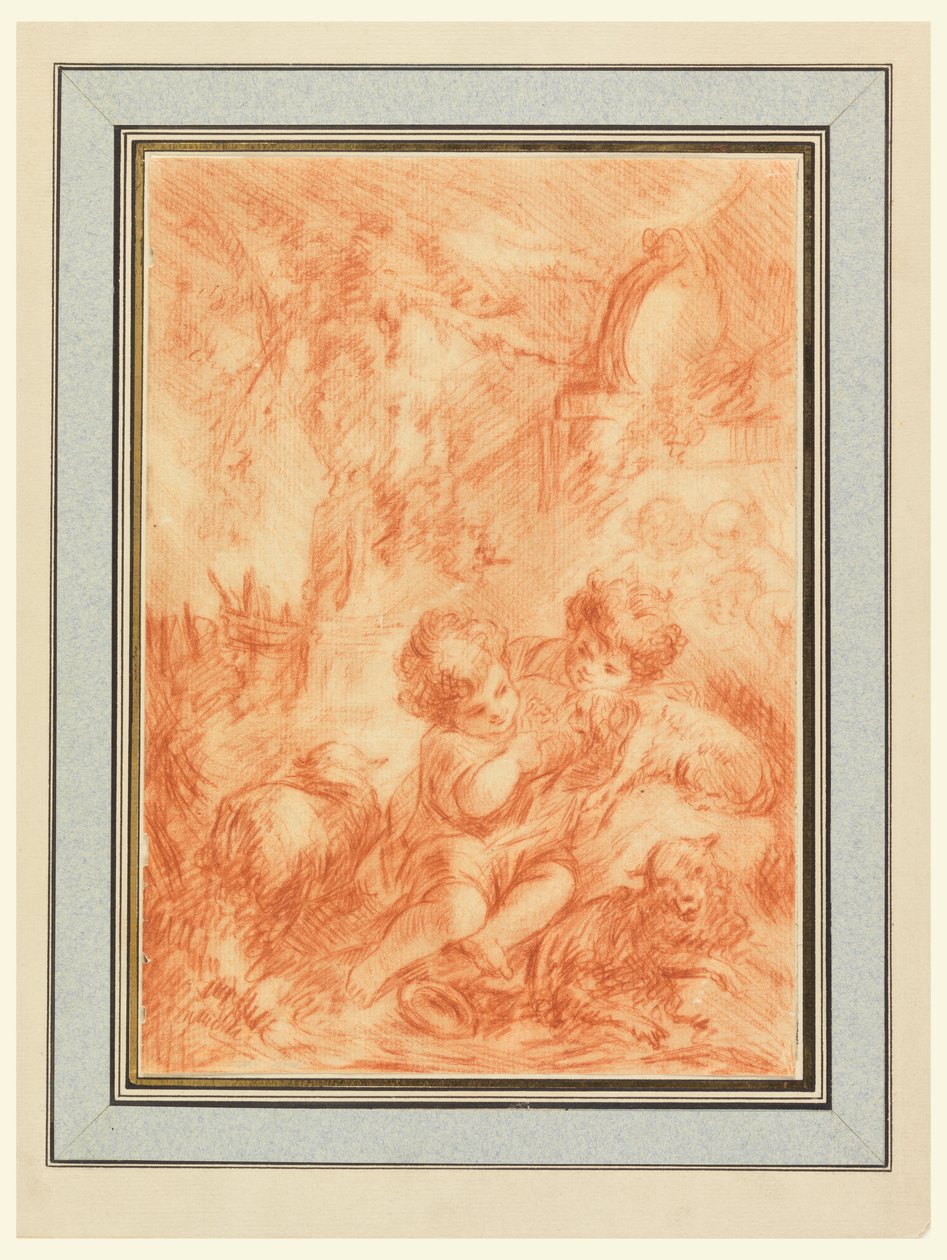 Two Children by after Francois Boucher