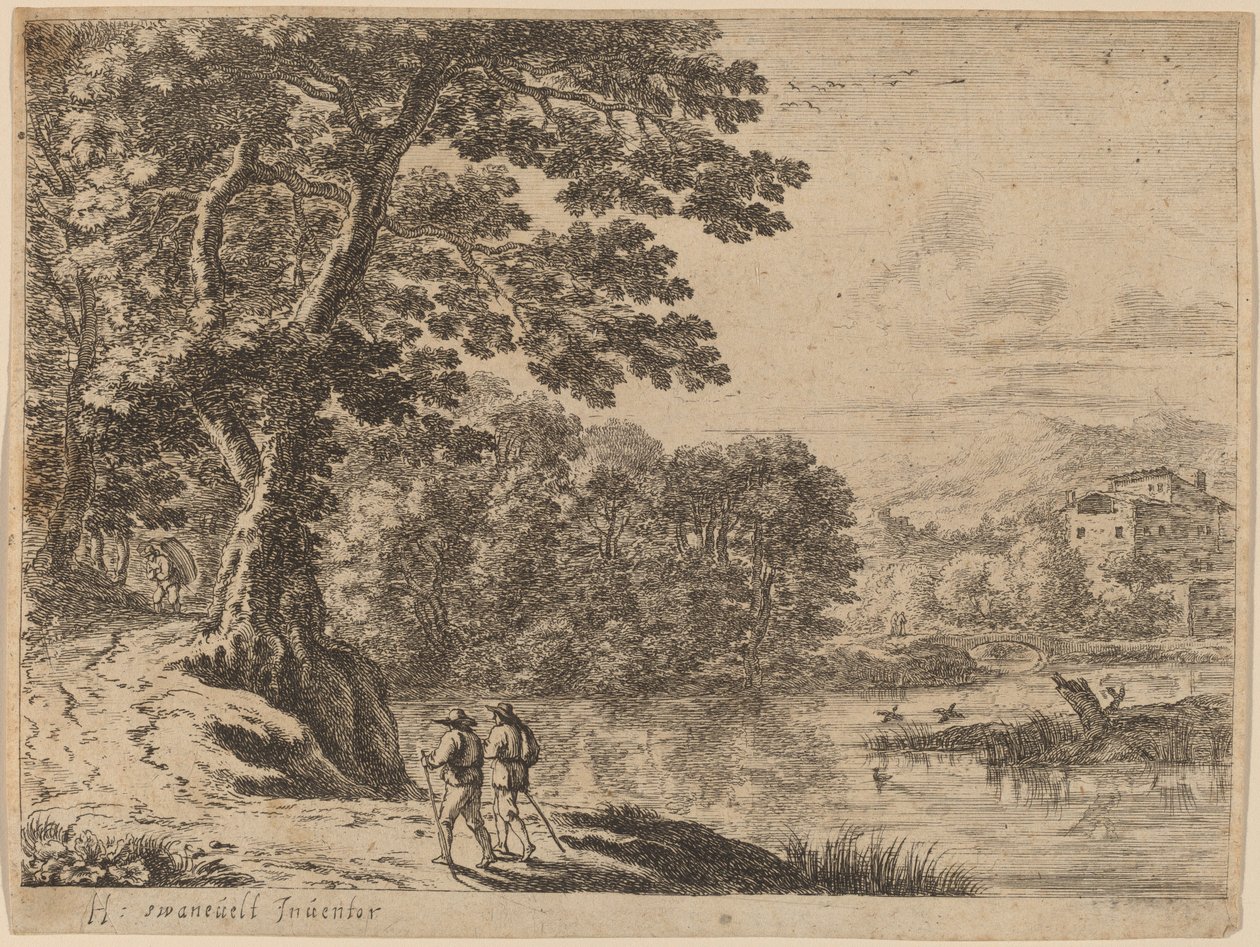 Two Travelers and a Peddler by after Herman van Swanevelt